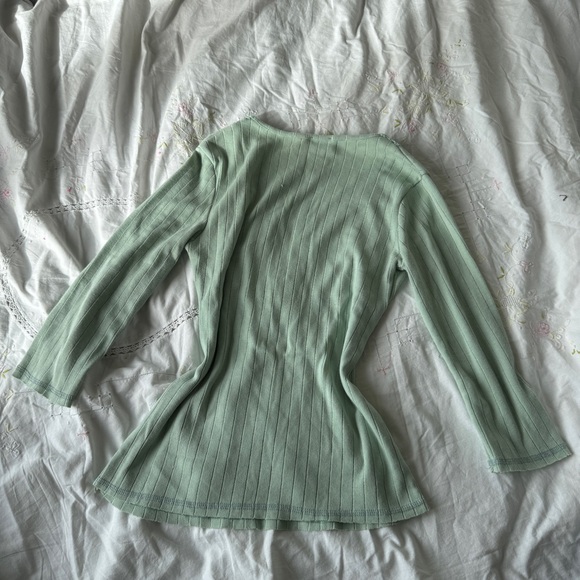 ⚠️❌SOLD❌⚠️Morgan De Toi Y2K Mint Green Lace Trim Ribbed Knit Top T1 (Fits S–L) - Picture 7 of 12